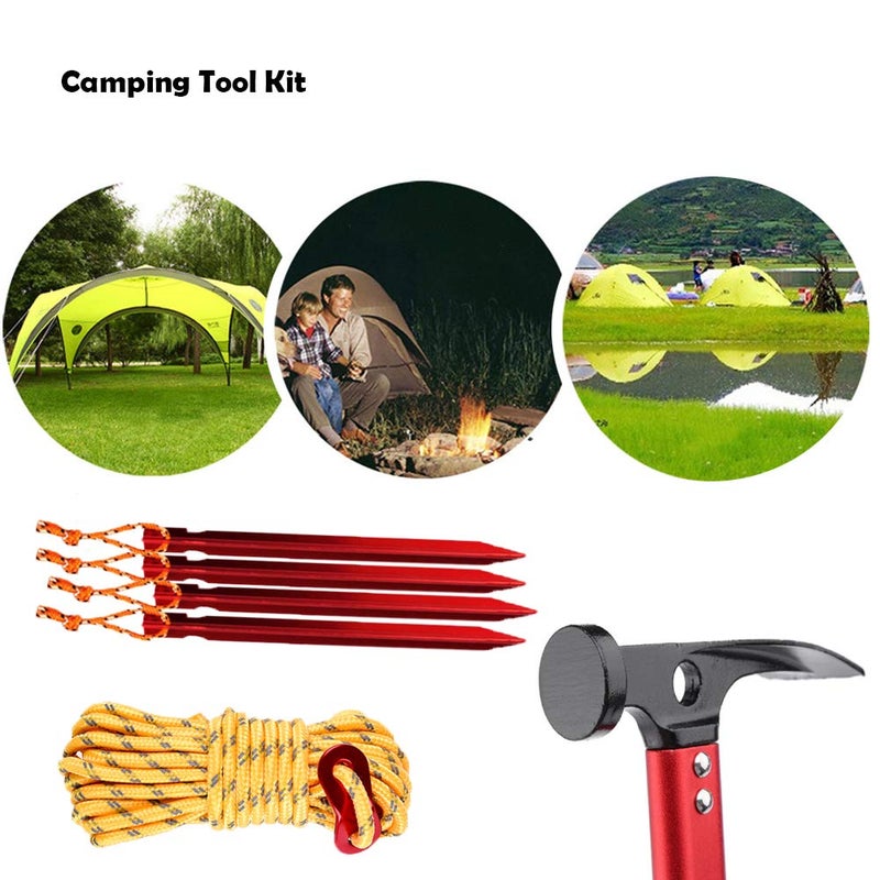 Haploon 12 Pack Tent Stake and Hammer, Camping Accessories Kit Aluminum Tent Mallet Stake Hammer with 7 Inch Metal Tent Pegs, Nylon Guyline Rope 4x13ft with Cord Adjuster and Canvas Storage Bag - Image 5